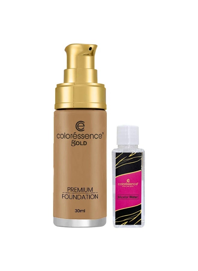 Coloressence True Tone Premium Foundation with SPF | Enriched with Vitamin-E | Waterproof Full Coverage Formula for Photo Finish Look | Free Micellar Water included | Warm Natural - Image 1